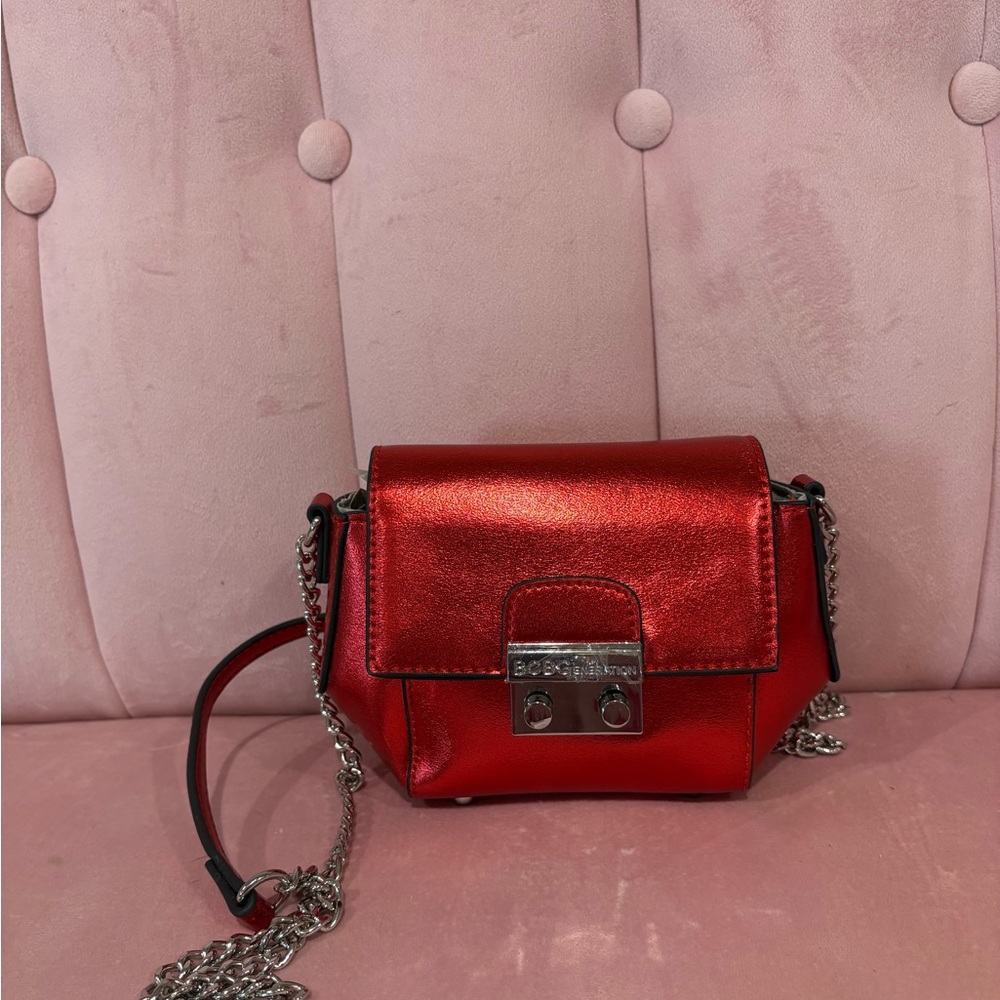 BCBGeneration Red Crossbody Bag with Metallic Accents
